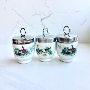 Royal Worcester White and Silver Serveware Egg Coddlers